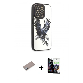 MARSİLYAN™- iPhone 12 Pro Max Kılıf Odak Klasik Serisi - Şeffaf Temperli Cam Ekran Koruyucu + Shine Kamera Lens Koruma Cam - SABE