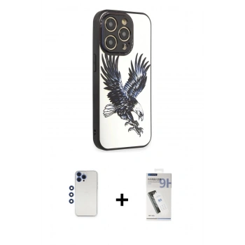 MARSİLYAN™- iPhone 12 Pro Max Kılıf Odak Klasik Serisi - Şeffaf Uv Polymer Nano Ekran Koruyucu + Shine Kamera Lens - LT