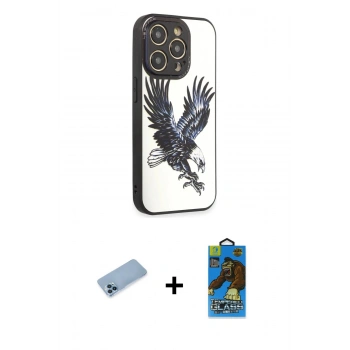MARSİLYAN™- iPhone 12 Pro Max Kılıf Odak Klasik Serisi - Siyah 18D Cam Ekran Koruyucu + Shine Kamera Lens Koruma Cam - MI