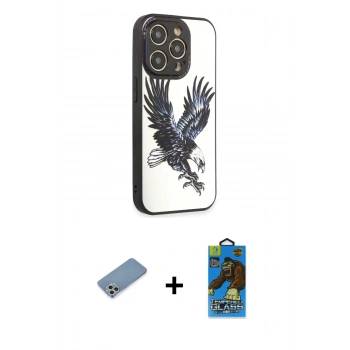 MARSİLYAN™- iPhone 12 Pro Max Kılıf Odak Klasik Serisi - Siyah 18D Cam Ekran Koruyucu + Shine Kamera Lens Koruma Cam - GS
