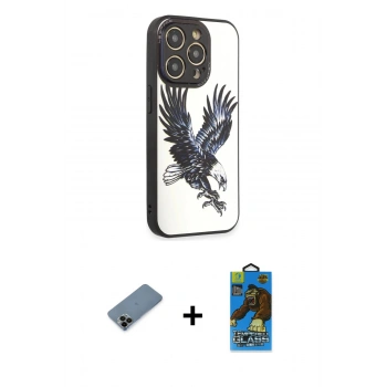 MARSİLYAN™- iPhone 12 Pro Max Kılıf Odak Klasik Serisi - Siyah 18D Cam Ekran Koruyucu + Shine Kamera Lens Koruma Cam - SH