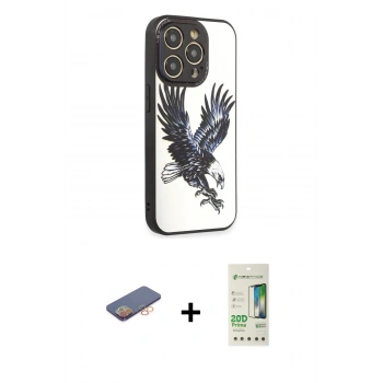 MARSİLYAN™- iPhone 12 Pro Max Kılıf Odak Klasik Serisi - Siyah 20D Premium Cam Ekran Koruyucu + Renkli Kamera Lens Koruma Cam - TU