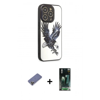 MARSİLYAN™- iPhone 12 Pro Max Kılıf Odak Klasik Serisi - Siyah 360 Mat Full Body Arka Koruyucu + Metal Kamera Lens Koruma Cam - GD