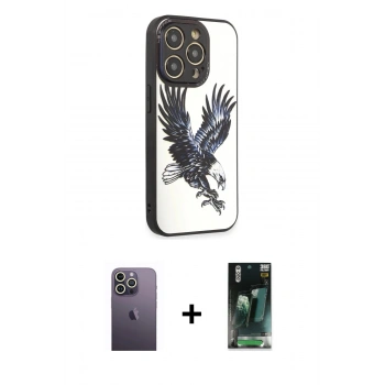 MARSİLYAN™- iPhone 12 Pro Max Kılıf Odak Klasik Serisi - Siyah 360 Mat Full Body Arka Koruyucu + Neon Fosforlu Kamera Lens - BZ