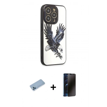 MARSİLYAN™- iPhone 12 Pro Max Kılıf Odak Klasik Serisi - Siyah 3D Antistatik Hayalet Cam Ekran Koruyucu + Shine Kamera Lens Koruma Cam - MI