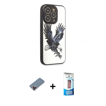 MARSİLYAN™- iPhone 12 Pro Max Kılıf Odak Klasik Serisi - Siyah 5D Eko Cam Ekran Koruyucu + Metal Kamera Lens Koruma Cam - KI