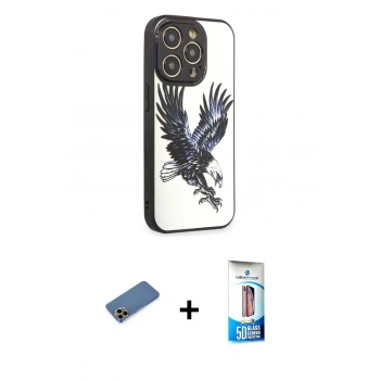 MARSİLYAN™- iPhone 12 Pro Max Kılıf Odak Klasik Serisi - Siyah 5D Eko Cam Ekran Koruyucu + Shine Kamera Lens Koruma Cam - GD