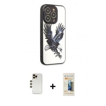 MARSİLYAN™- iPhone 12 Pro Max Kılıf Odak Klasik Serisi - Siyah 6D Mat Seramik Hayalet Nano Ekran Koruyucu + Shine Kamera Lens - GD
