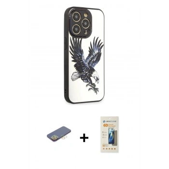 MARSİLYAN™- iPhone 12 Pro Max Kılıf Odak Klasik Serisi - Siyah 6D Mat Seramik Hayalet Nano Ekran Koruyucu + Renkli Kamera Lens Koruma Cam - SI