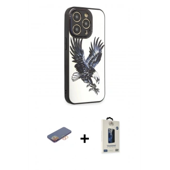 MARSİLYAN™- iPhone 12 Pro Max Kılıf Odak Klasik Serisi - Siyah Bilvis Hayalet Cam Ekran Koruyucu + Renkli Kamera Lens Koruma Cam - TU