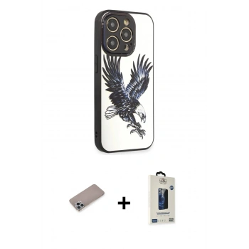 MARSİLYAN™- iPhone 12 Pro Max Kılıf Odak Klasik Serisi - Siyah Bilvis Hayalet Cam Ekran Koruyucu + Shine Kamera Lens Koruma Cam - SABE
