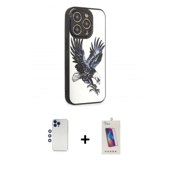 MARSİLYAN™- iPhone 12 Pro Max Kılıf Odak Klasik Serisi - Siyah Joko 5D Cam + Shine Kamera Lens - LT