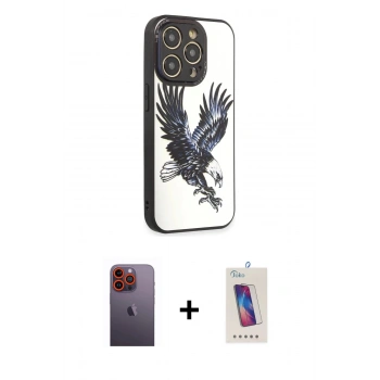 MARSİLYAN™- iPhone 12 Pro Max Kılıf Odak Klasik Serisi - Siyah Joko 5D Cam + Neon Fosforlu Kamera Lens - TU