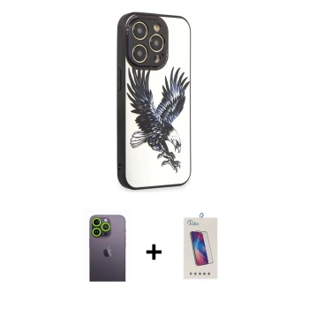 MARSİLYAN™- iPhone 12 Pro Max Kılıf Odak Klasik Serisi - Siyah Joko 5D Cam + Neon Fosforlu Kamera Lens - YL