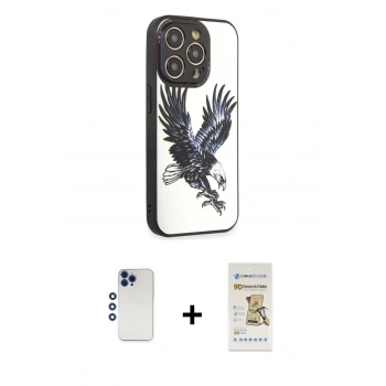 MARSİLYAN™- iPhone 12 Pro Max Kılıf Odak Klasik Serisi - Siyah Mat Seramik Nano Ekran Koruyucu + Shine Kamera Lens - LT