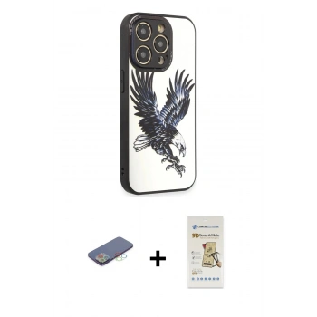 MARSİLYAN™- iPhone 12 Pro Max Kılıf Odak Klasik Serisi - Siyah Mat Seramik Nano Ekran Koruyucu + Renkli Kamera Lens Koruma Cam - MI