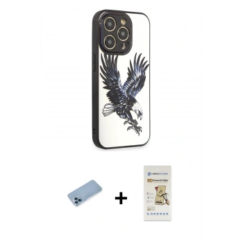 MARSİLYAN™- iPhone 12 Pro Max Kılıf Odak Klasik Serisi - Siyah Mat Seramik Nano Ekran Koruyucu + Shine Kamera Lens Koruma Cam - MI