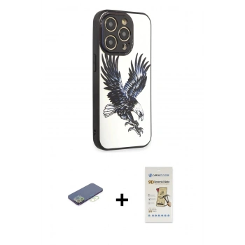 MARSİLYAN™- iPhone 12 Pro Max Kılıf Odak Klasik Serisi - Siyah Mat Seramik Nano Ekran Koruyucu + Renkli Kamera Lens Koruma Cam - YL