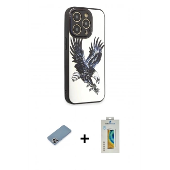 MARSİLYAN™- iPhone 12 Pro Max Kılıf Odak Klasik Serisi - Siyah Polymer Nano Ekran Koruyucu + Shine Kamera Lens Koruma Cam - GI
