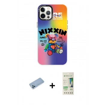 MARSİLYAN™- iPhone 12 Pro Max Kılıf Siluet Çizgi Koleksiyonu - Siyah 20D Premium Cam Ekran Koruyucu + Shine Kamera Lens Koruma Cam - MI