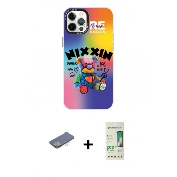 MARSİLYAN™- iPhone 12 Pro Max Kılıf Siluet Çizgi Koleksiyonu - Siyah 20D Premium Cam Ekran Koruyucu + Renkli Kamera Lens Koruma Cam - SI