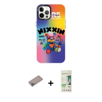MARSİLYAN™- iPhone 12 Pro Max Kılıf Siluet Çizgi Koleksiyonu - Siyah 20D Premium Cam Ekran Koruyucu + Shine Kamera Lens Koruma Cam - SABE