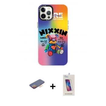 MARSİLYAN™- iPhone 12 Pro Max Kılıf Siluet Çizgi Koleksiyonu - Siyah Joko 5D Cam + Renkli Kamera Lens Koruma Cam - TU