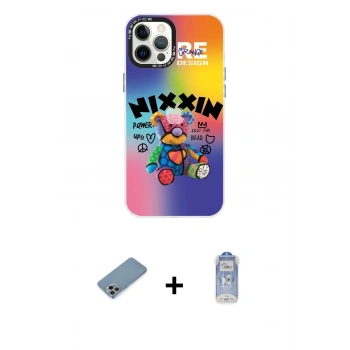 MARSİLYAN™- iPhone 12 Pro Max Kılıf Siluet Çizgi Koleksiyonu - Siyah Joko Magic 5D Cam + Shine Kamera Lens Koruma Cam - GI