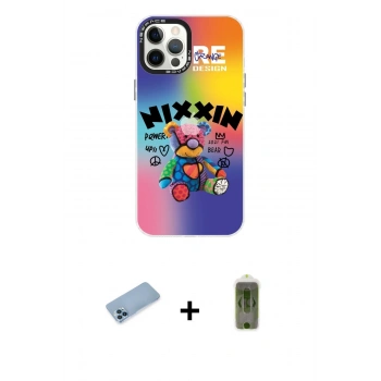 MARSİLYAN™- iPhone 12 Pro Max Kılıf Siluet Çizgi Koleksiyonu - Siyah Joko Magic 5D Hayalet Cam + Shine Kamera Lens Koruma Cam - MI