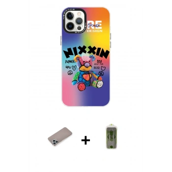 MARSİLYAN™- iPhone 12 Pro Max Kılıf Siluet Çizgi Koleksiyonu - Siyah Joko Magic 5D Hayalet Cam + Shine Kamera Lens Koruma Cam - SABE