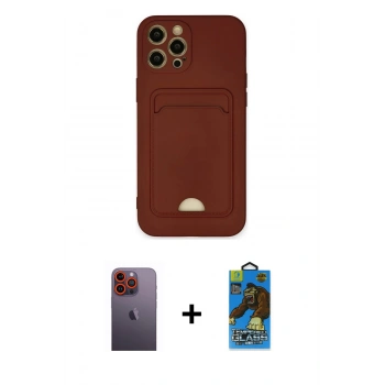 MARSİLYAN™- iPhone 12 Pro Max Kılıf Vadi Çizgi Prime - Siyah 18D Cam Ekran Koruyucu + Neon Fosforlu Kamera Lens - TU