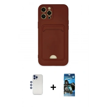 MARSİLYAN™- iPhone 12 Pro Max Kılıf Vadi Çizgi Prime - Siyah 34D Izgaralı Cam + Shine Kamera Lens - LT