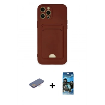 MARSİLYAN™- iPhone 12 Pro Max Kılıf Vadi Çizgi Prime - Siyah 34D Izgaralı Cam + Renkli Kamera Lens Koruma Cam - PE