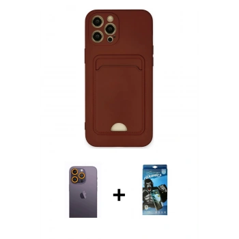 MARSİLYAN™- iPhone 12 Pro Max Kılıf Vadi Çizgi Prime - Siyah 34D Izgaralı Cam + Neon Fosforlu Kamera Lens - SI