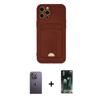 MARSİLYAN™- iPhone 12 Pro Max Kılıf Vadi Çizgi Prime - Siyah 360 Mat Full Body Arka Koruyucu + Neon Fosforlu Kamera Lens - BZ