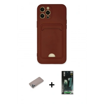 MARSİLYAN™- iPhone 12 Pro Max Kılıf Vadi Çizgi Prime - Siyah 360 Mat Full Body Arka Koruyucu + Shine Kamera Lens Koruma Cam - SABE