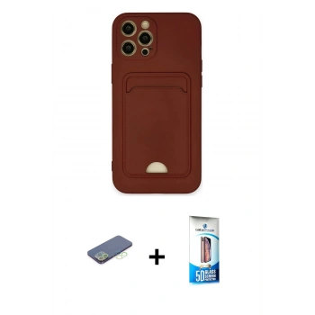 MARSİLYAN™- iPhone 12 Pro Max Kılıf Vadi Çizgi Prime - Siyah 5D Eko Cam Ekran Koruyucu + Renkli Kamera Lens Koruma Cam - YL