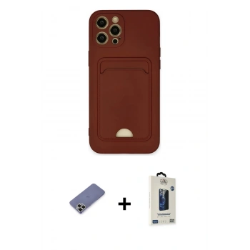 MARSİLYAN™- iPhone 12 Pro Max Kılıf Vadi Çizgi Prime - Siyah Bilvis Hayalet Cam Ekran Koruyucu + Metal Kamera Lens Koruma Cam - GD