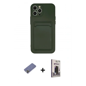 MARSİLYAN™- iPhone 12 Pro Max Kılıf Vadi Çizgi Prime - Siyah Bilvis Hayalet Cam Ekran Koruyucu + Metal Kamera Lens Koruma Cam - GD