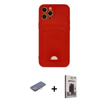 MARSİLYAN™- iPhone 12 Pro Max Kılıf Vadi Çizgi Prime - Siyah Bilvis Hayalet Cam Ekran Koruyucu + Renkli Kamera Lens Koruma Cam - PE