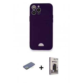 MARSİLYAN™- iPhone 12 Pro Max Kılıf Vadi Çizgi Prime - Siyah Bilvis Hayalet Cam Ekran Koruyucu + Renkli Kamera Lens Koruma Cam - YL