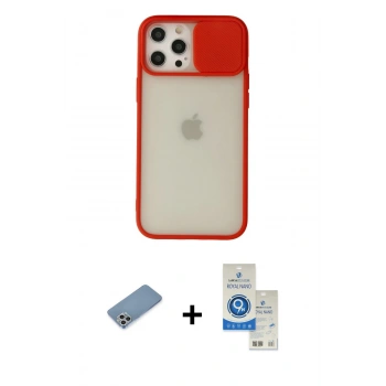 MARSİLYAN™- iPhone 12 Pro Max Kılıf Vadi Çizgi - Şeffaf Royal Nano Ekran Koruyucu + Shine Kamera Lens Koruma Cam - GS