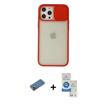 MARSİLYAN™- iPhone 12 Pro Max Kılıf Vadi Çizgi - Şeffaf Royal Nano Ekran Koruyucu + Shine Kamera Lens Koruma Cam - GD