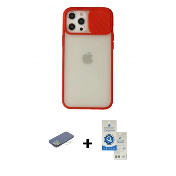 MARSİLYAN™- iPhone 12 Pro Max Kılıf Vadi Çizgi - Şeffaf Royal Nano Ekran Koruyucu + Renkli Kamera Lens Koruma Cam - YL
