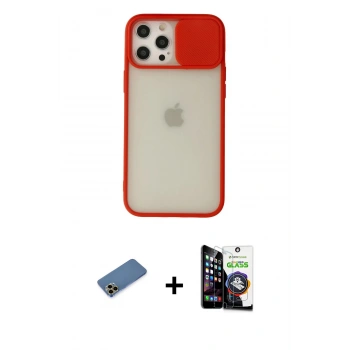 MARSİLYAN™- iPhone 12 Pro Max Kılıf Vadi Çizgi - Şeffaf Temperli Cam Ekran Koruyucu + Shine Kamera Lens Koruma Cam - GD