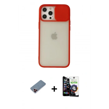 MARSİLYAN™- iPhone 12 Pro Max Kılıf Vadi Çizgi - Şeffaf Temperli Cam Ekran Koruyucu + Metal Kamera Lens Koruma Cam - KI