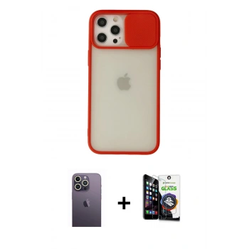 MARSİLYAN™- iPhone 12 Pro Max Kılıf Vadi Çizgi - Şeffaf Temperli Cam Ekran Koruyucu + Neon Fosforlu Kamera Lens - BZ