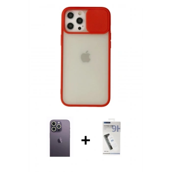 MARSİLYAN™- iPhone 12 Pro Max Kılıf Vadi Çizgi - Şeffaf Uv Polymer Nano Ekran Koruyucu + Neon Fosforlu Kamera Lens - BZ