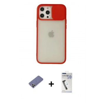 MARSİLYAN™- iPhone 12 Pro Max Kılıf Vadi Çizgi - Şeffaf Uv Polymer Nano Ekran Koruyucu + Metal Kamera Lens Koruma Cam - GD