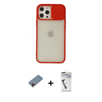 MARSİLYAN™- iPhone 12 Pro Max Kılıf Vadi Çizgi - Şeffaf Uv Polymer Nano Ekran Koruyucu + Metal Kamera Lens Koruma Cam - KI